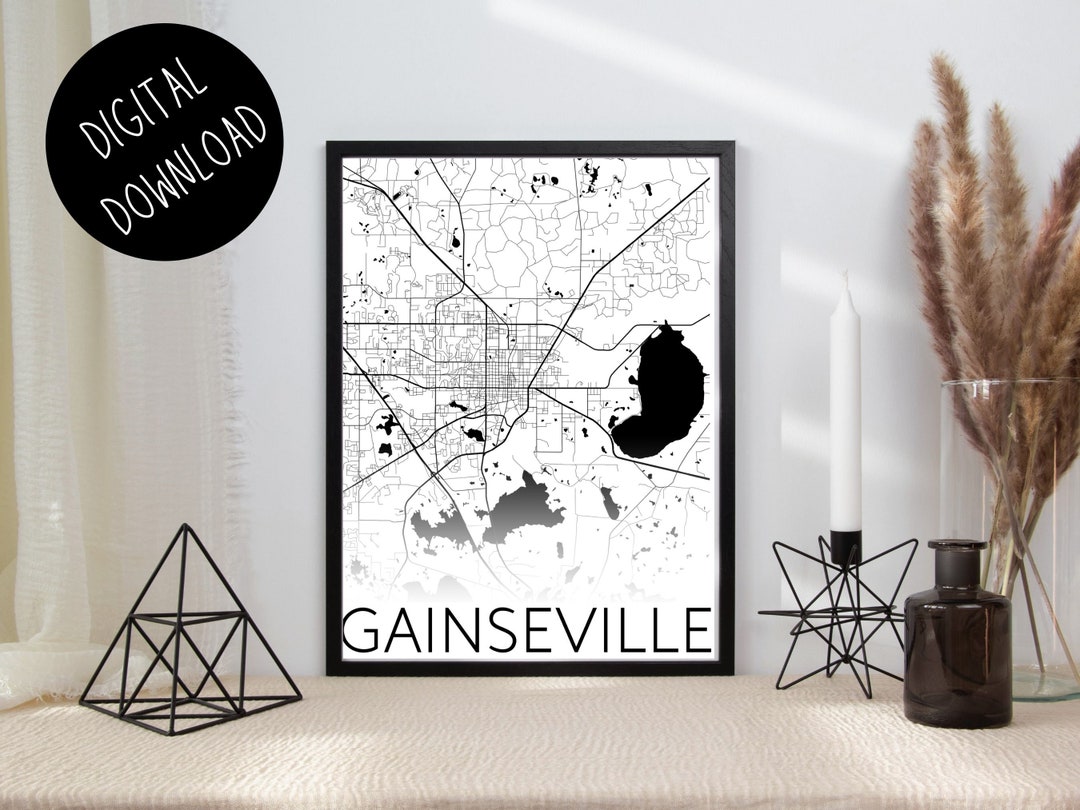Gainesville Map Print Printable Digital Wall Art Instant - Etsy
