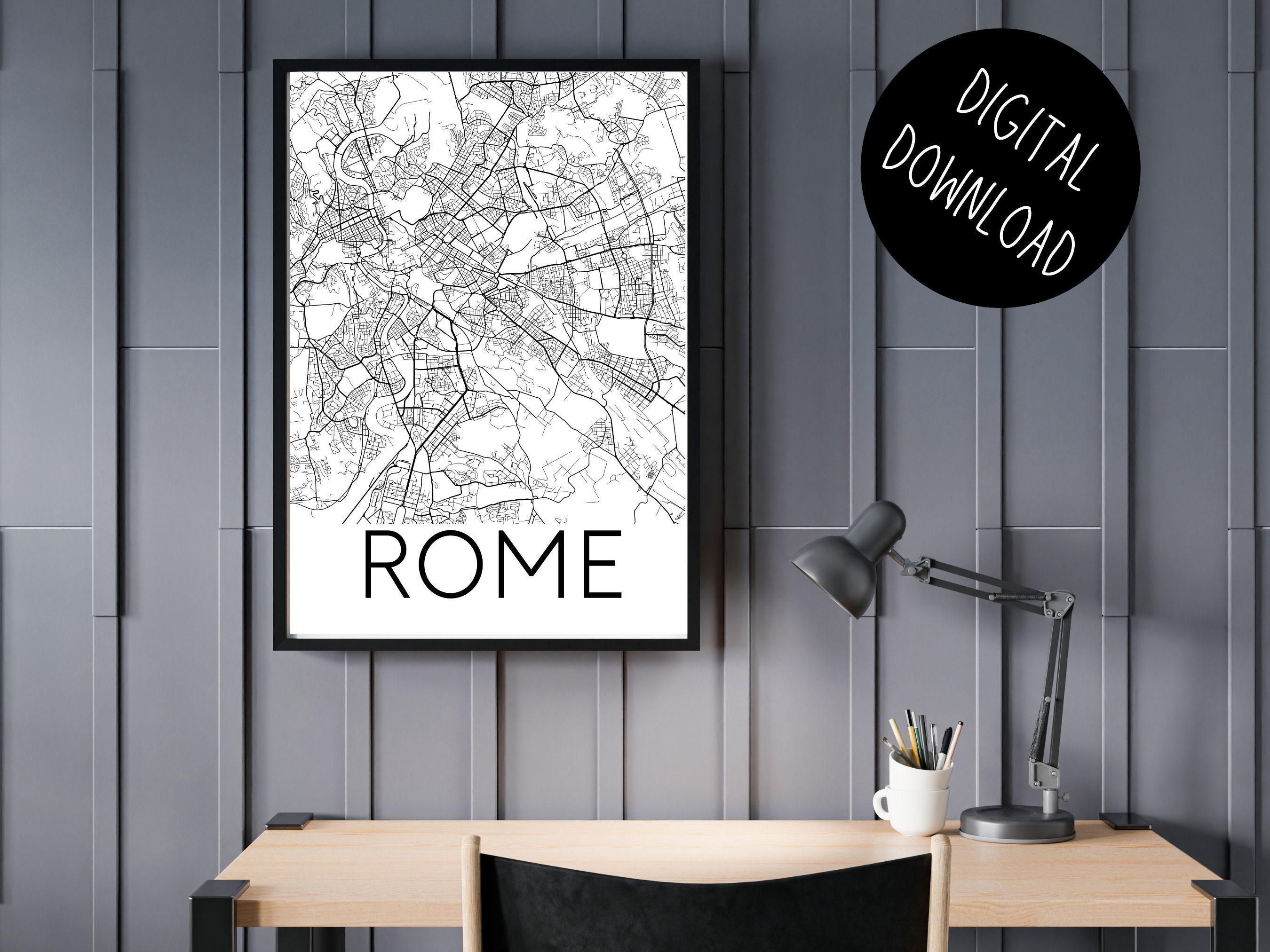 Rome Map Wall Art Map of Rome Printable Digital Wall Art - Etsy
