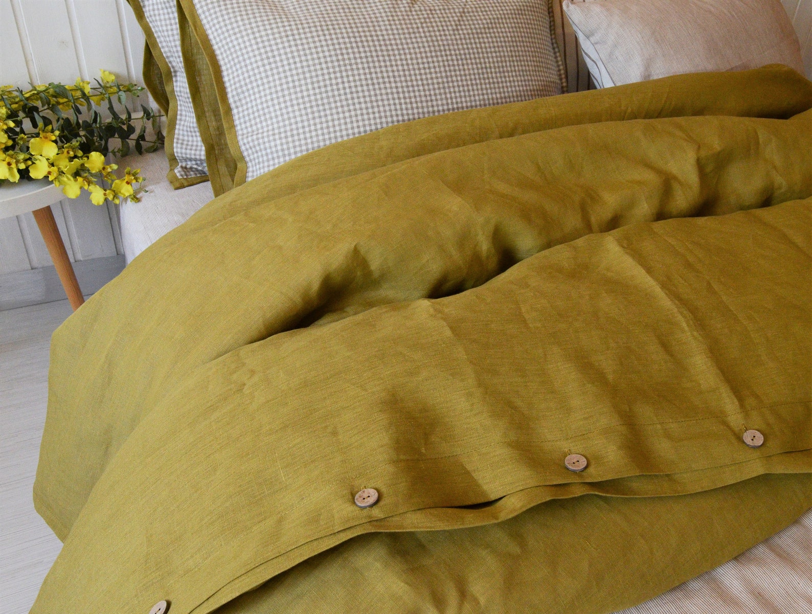 Pure Linen Duvet Cover Olive Olive linen bedding Twin Etsy