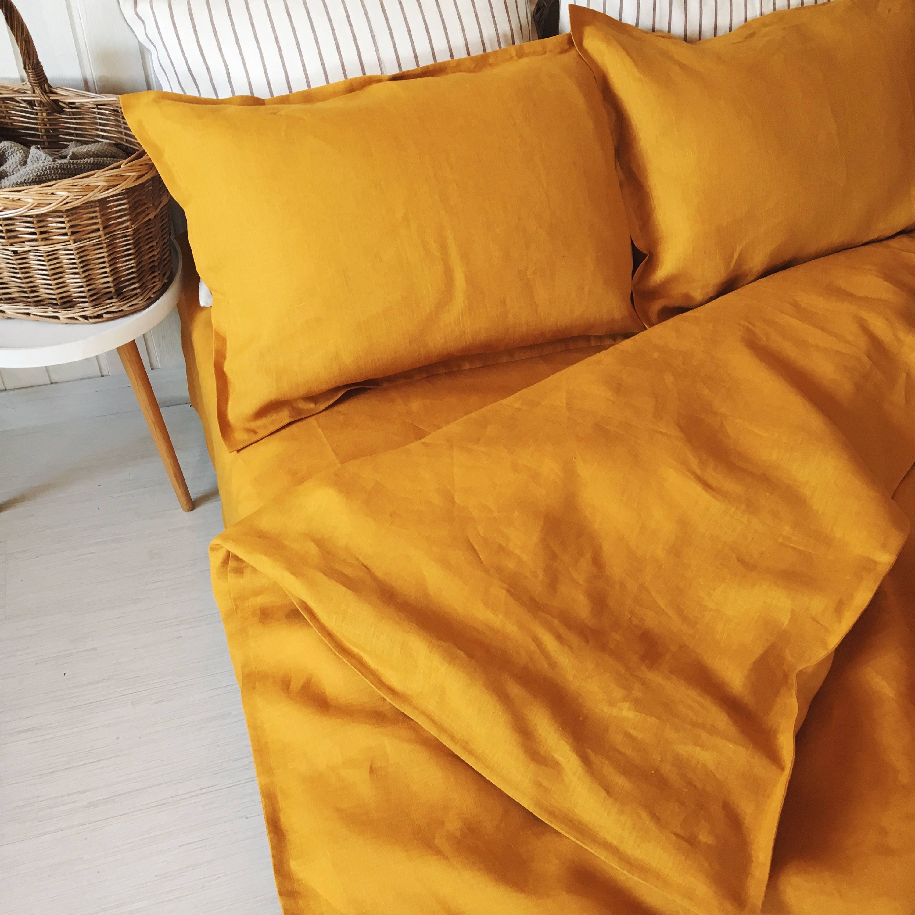 Pure Linen Duvet Cover Mustard 100 Linen Bedding Natural Etsy