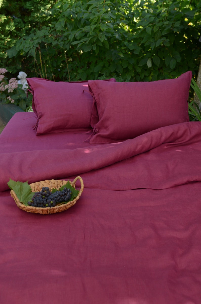 Organic Linen Raspberry Fuschia Duvet Cover Twin Double Etsy