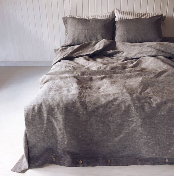 Pure Linen Duvet Cover Black Salt Rustic Country Farmhouse Etsy