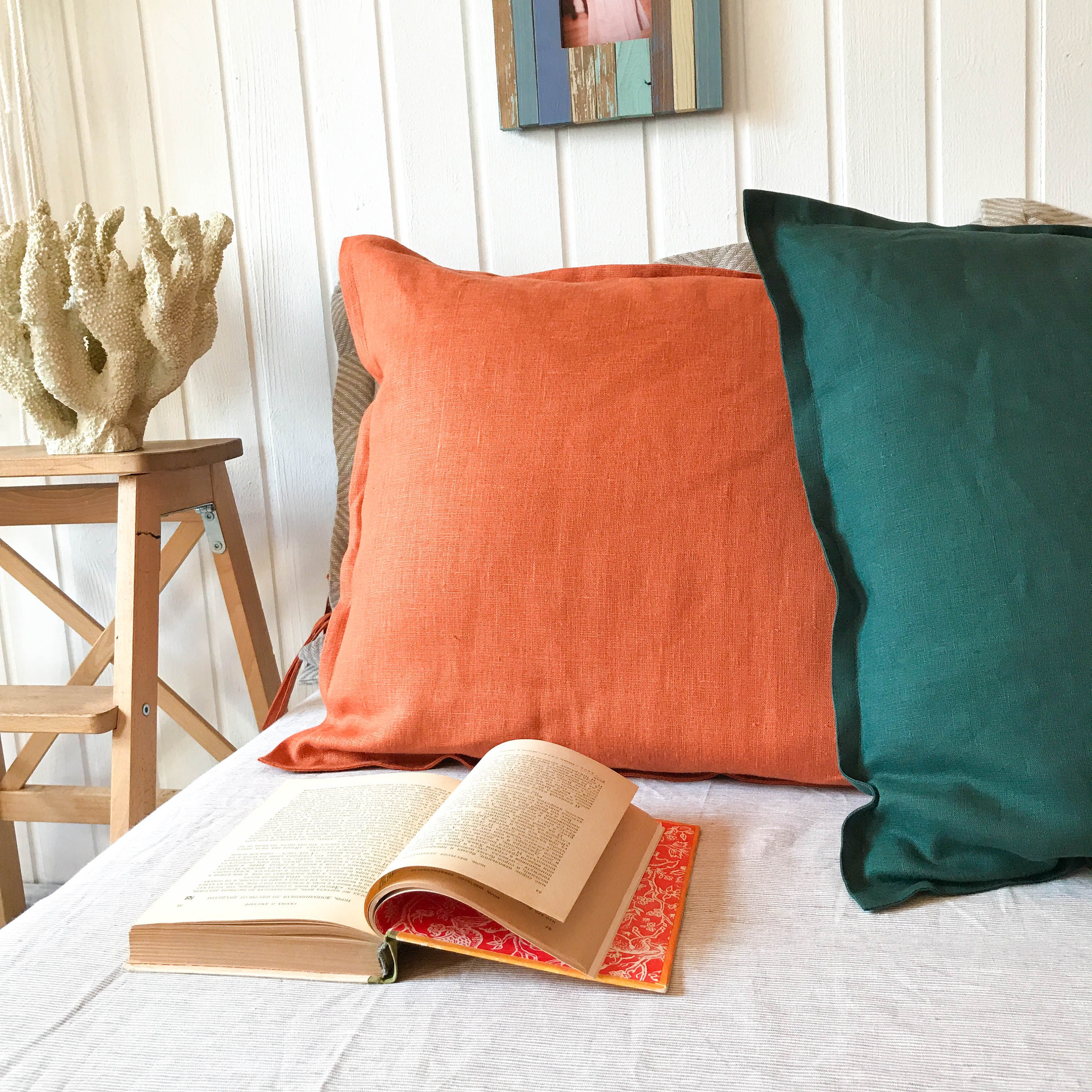 Pure Softened Linen Pillowslips in Green European linen Etsy