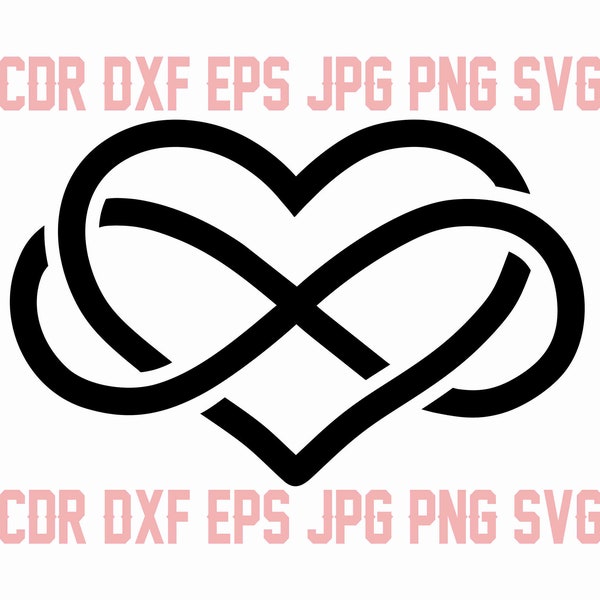 Infinity heart svg, infinity love clipart, Valentines day printable silhouette, infinity symbol svg cut file, valentine png, open heart dxf