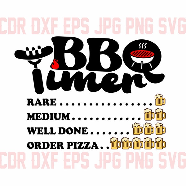 bbq timer svg, barbecue svg, funny bbq clipart, barbeque party svg, bbq grill summer