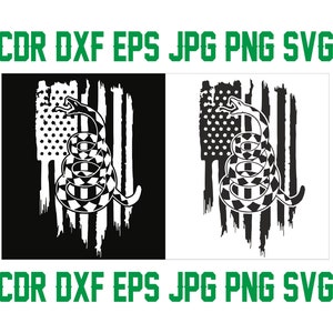 Verenigde Staten vlag svg clipart, Sanke svg instant download bestanden, Reptile Cobra svg silhouet, slang cricut digitale download bestanden, amerikaanse vlag