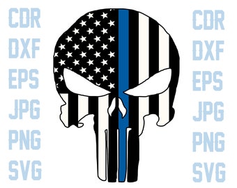 pics Thin Blue Line Skull Images thin blue line skull etsy