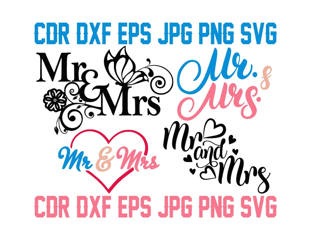Mr&mrs Svg Cutting Files, Printable Wedding Svg Clipart, Instant
