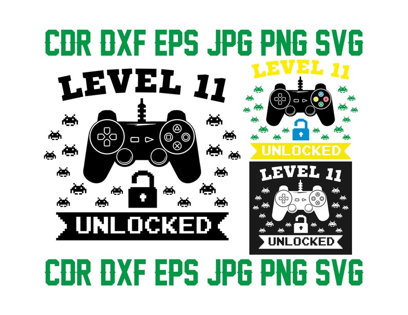 Download Level 11 unlocked svg clipart Gamer birthday printable | Etsy