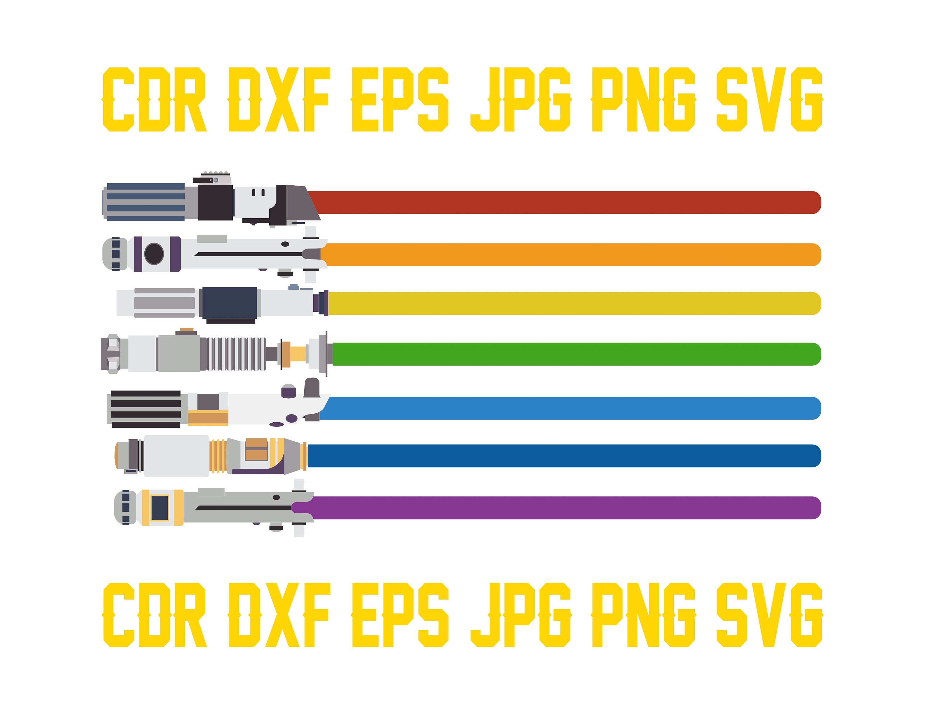 Rainbow lightsaber svg design instant download clipart Etsy