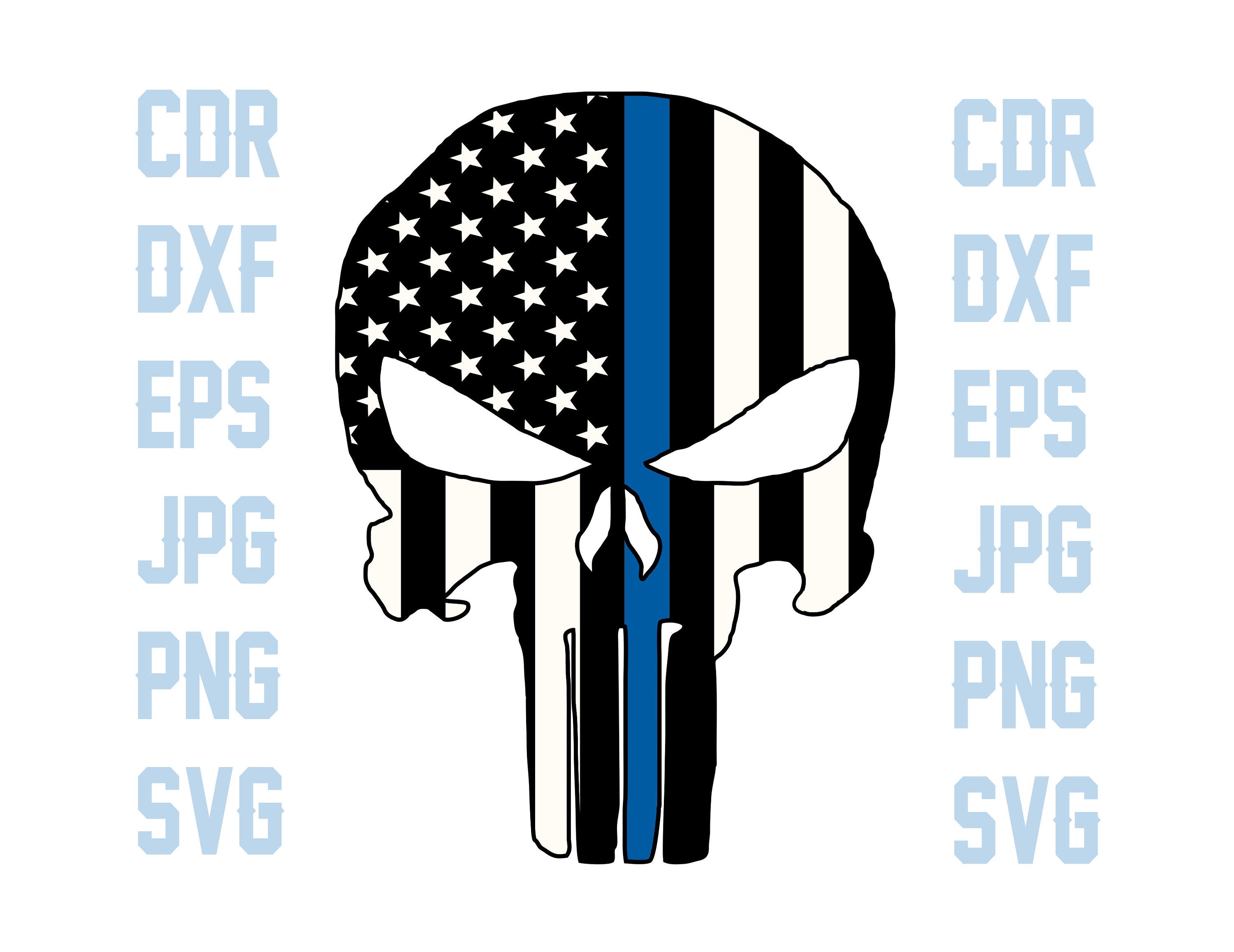 police svg instant download vlue lives matter sign Thin blue line skull ...