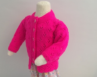 Tulip Time!  Girls' cardigan. 3-6 months. 18 in chest. Knitting pattern. Instant PDF download.