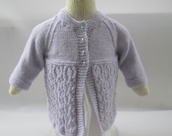 Diamond lacy matinee jacket coat cardigan. Knitting pattern. Instant PDF download. 16-20 inch chest. Newborn - 9 mths. Double knitting. DK.