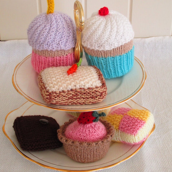 Cupcakes, Tarts & Tray Bakes. Knitting pattern. Instant PDF Download. Brownies Carrot Cake Strawberry tart Battenberg Amigurumi  Play food