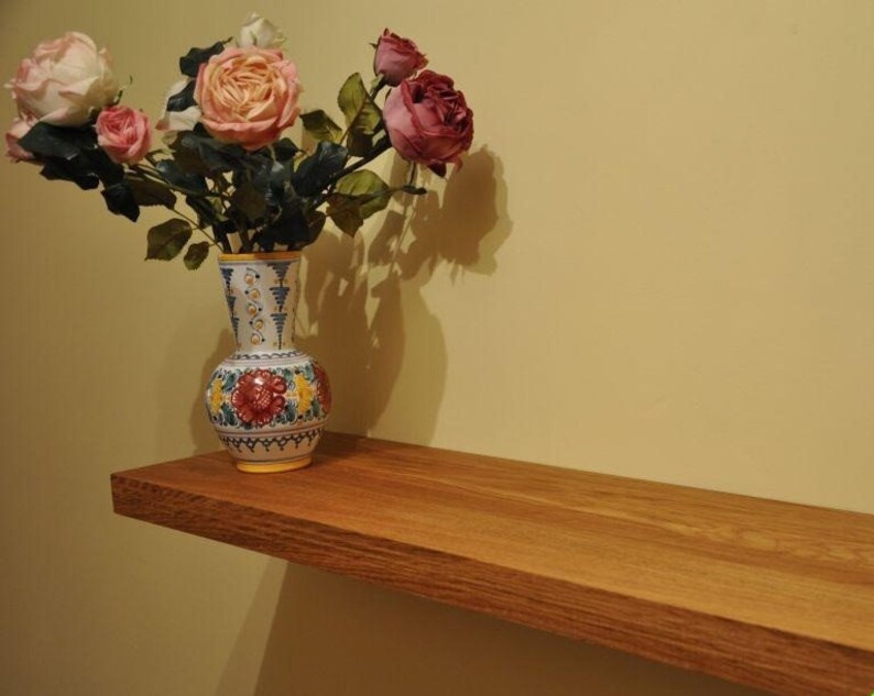 Solid Oak Floating Shelf 20cm Deep X 4.5cm High Wooden Book Etsy UK