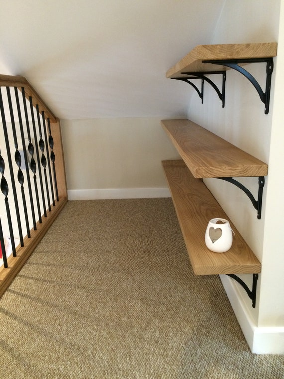 30cm Deep 3.3cm High Solid Oak Floating Shelf Wooden Book Etsy UK