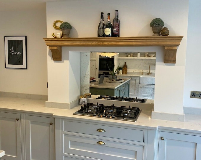 Victorian Style Mantel Shelf, Fireplace Mantel Oak Shelf With Corbels