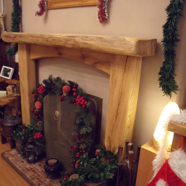 fireplace surround, solid rustic oak  - made to measure - kaminumrandung