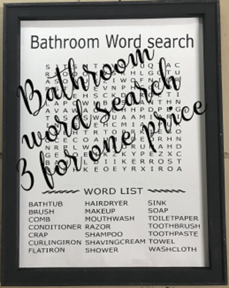 Download Bathroom Word Search All 3 Files for 1 price SVG PNG DXF ...