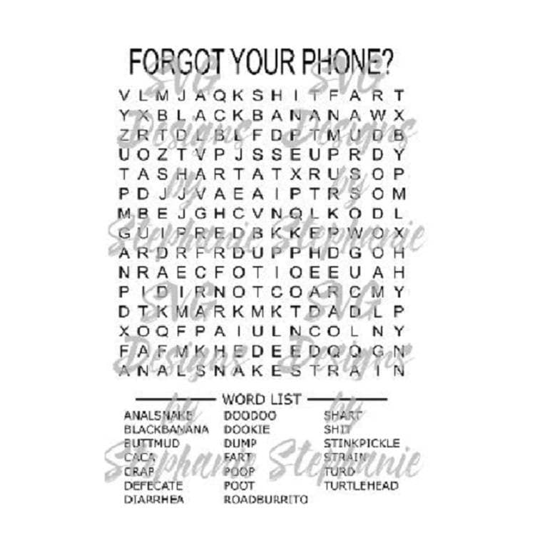 Forgot Your Phone Bathroom Word Search Svg Png Dxf Cricut Etsy