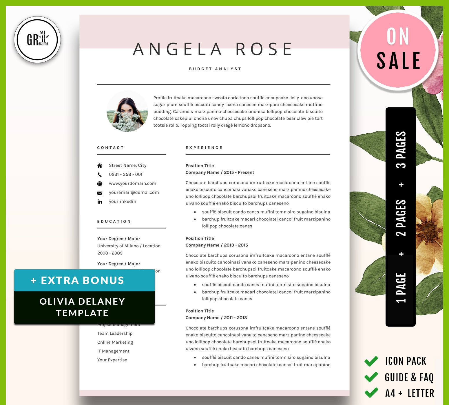 Modele De Cv Modele De Cv Professionnel Pour Word Us Etsy Canada