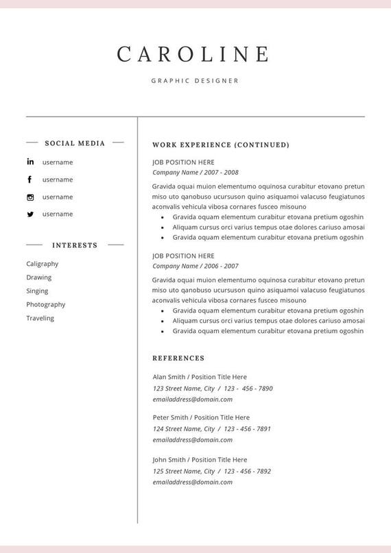Modele De Cv Modele De Cv Simple Modele De Cv Etsy Canada