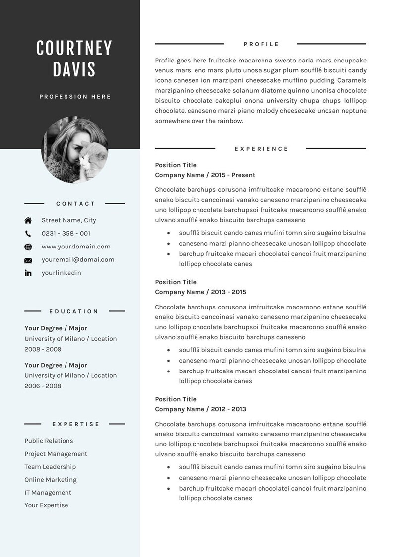 3 Seiten Lebenslauf Vorlage professionelle CV-Vorlage für | Etsy