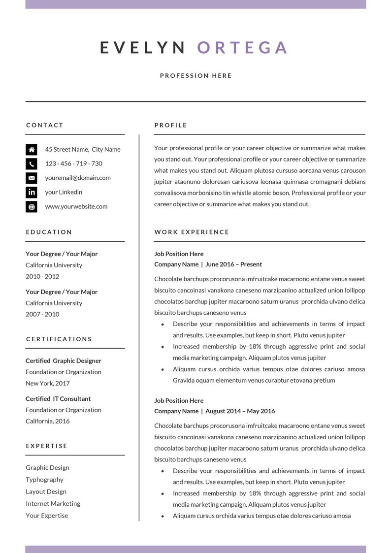 CV Template Resume Template for Microsoft Word Coverletter Etsy CV Template Resume Template for Microsoft Word Coverletter Etsy
