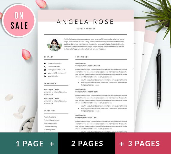 resume template professional cv template for word us etsy