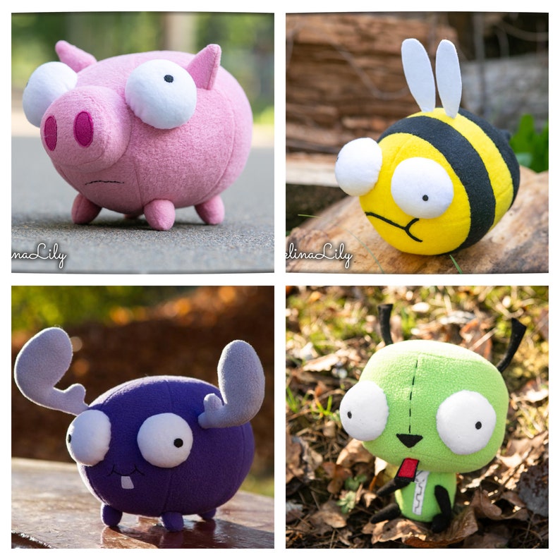 Inspirado en Invader Zim Peluche Gir. Invader Zim Gir, peluche suave hecho a mano, 9 pulgadas imagen 2