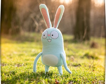 Barry Buns the bunny, handmade stuffed plushie, 11.6in high, Kiff and Barry