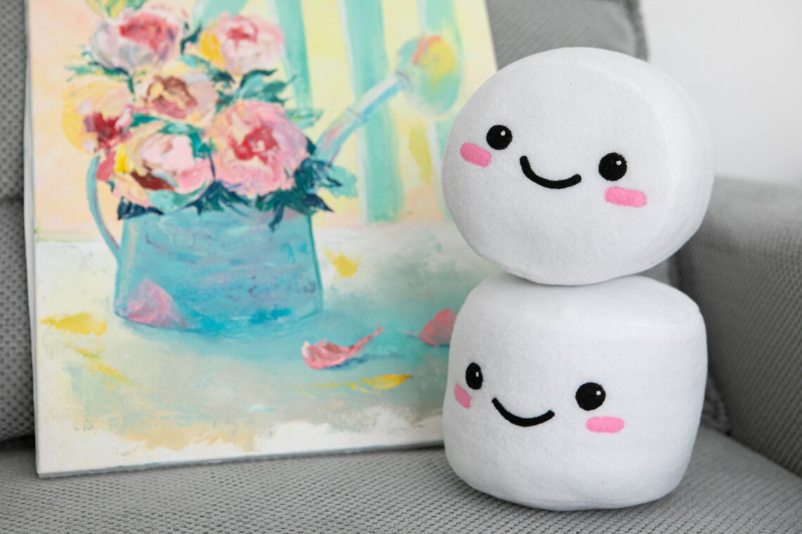 Marshmallow Plush Handmade Marshmallow Kawaii Toy 5.1x6.2 In Etsy