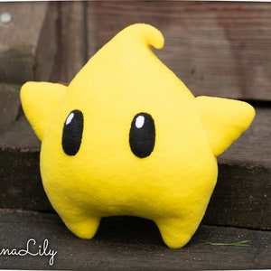 Luma plushie, yellow soft star, 8 in, handmade plush, made to order