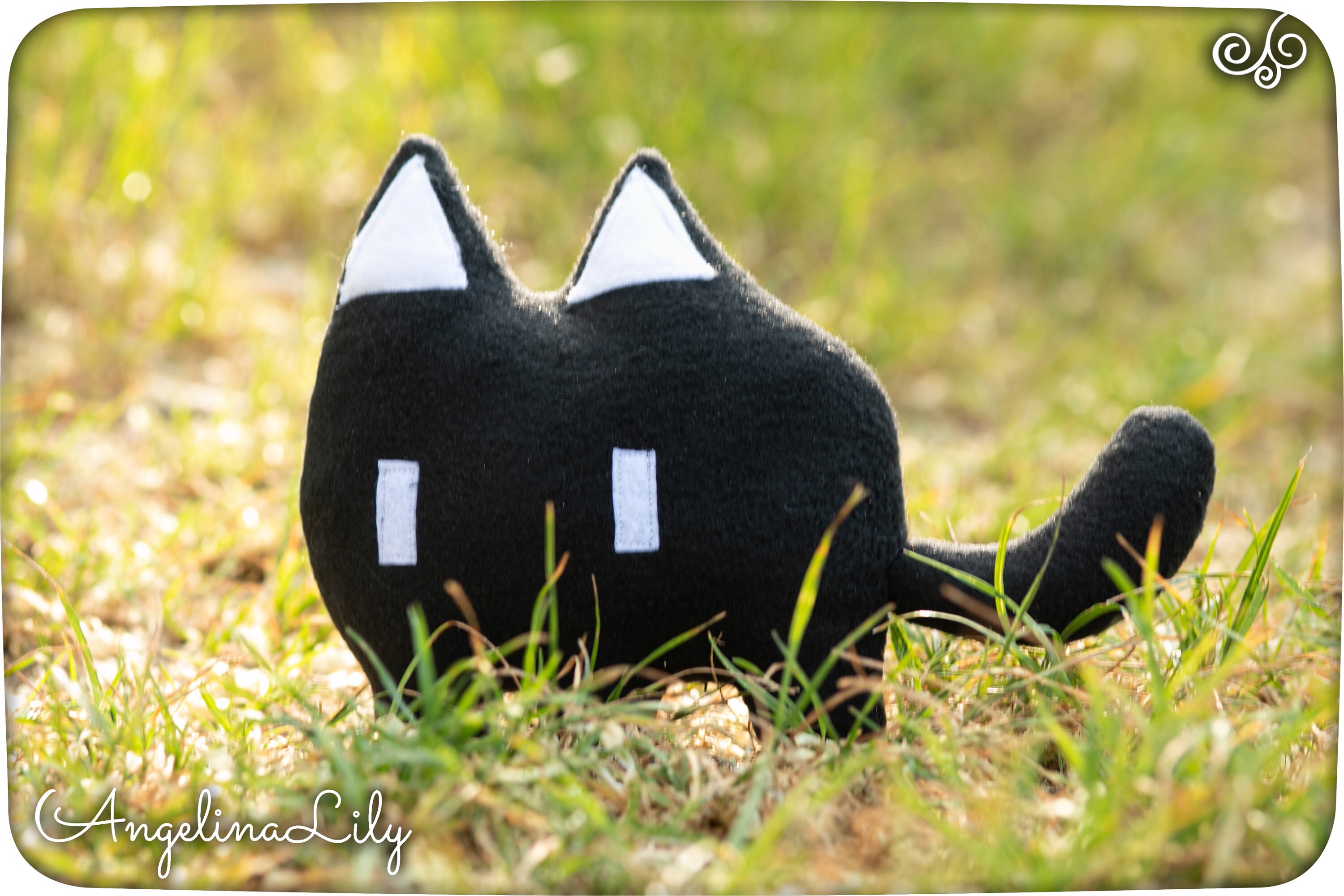 Mewo Omori Plush Black Cat Soft Toy Handmade Cat Doll Made 