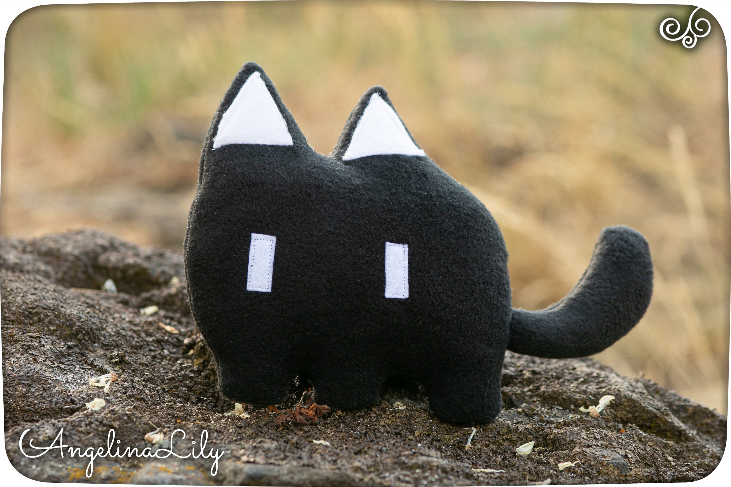 Mewo Omori Plush Black Cat Soft Toy Handmade Cat Doll Made 