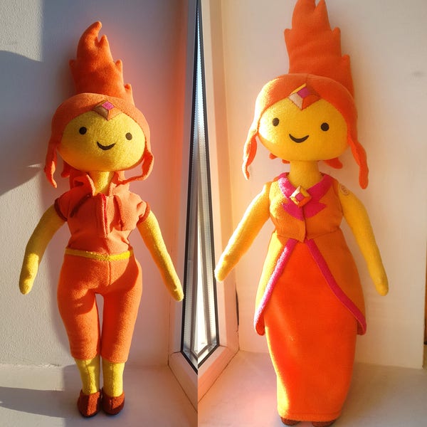 Adventure Time inspired - Flame Princess, handmade plush doll, 17 in high, Made to order