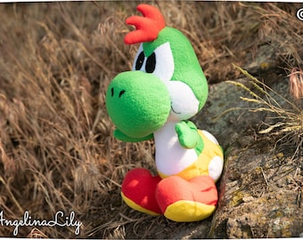 Yoshi plushie, Yoshi Dinosaur, handmade plush, 13.3in high, made to order