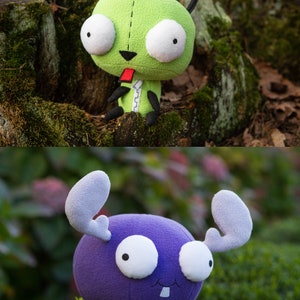 Inspirado en Invader Zim Peluche Gir. Invader Zim Gir, peluche suave hecho a mano, 9 pulgadas Gir + Mini Moose