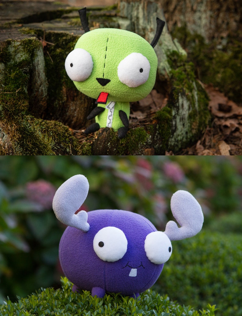 Inspirado en Invader Zim Peluche Gir. Invader Zim Gir, peluche suave hecho a mano, 9 pulgadas Gir + Mini Moose