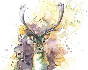 Stag Art Print, Stag Illustration, Stag Painting, Deer Print, Stag Wall Art, Watercolour Stag Print, Digital Stag Print, Deer Painting Print