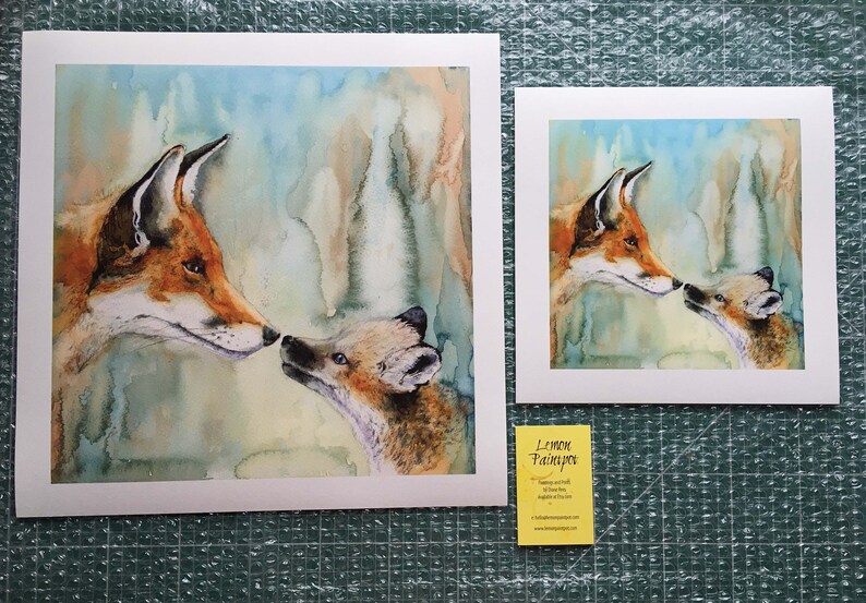 Fox Print Fox Watercolour Painting Print Original Painting Print Fox and Cub Painting Print Wildlife Painting Print Fox Watercolour Fox Art image 5