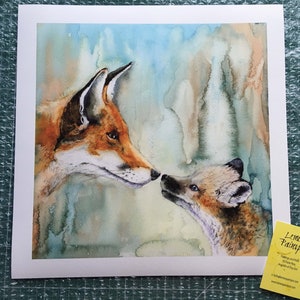 Fox Print Fox Watercolour Painting Print Original Painting Print Fox and Cub Painting Print Wildlife Painting Print Fox Watercolour Fox Art image 4