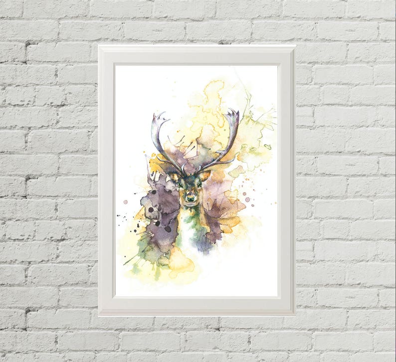 Stag Art Print, Stag Illustration, Stag Painting, Deer Print, Stag Wall Art, Watercolour Stag Print, Digital Stag Print, Deer Painting Print image 6