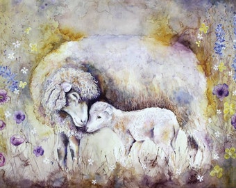 Sheep Painting Sheep Print Sheep Art Print Sheep Illustration Sheep Watercolour Print Sheep Watercolor Print Sheep Picture Sheep Art Sheep