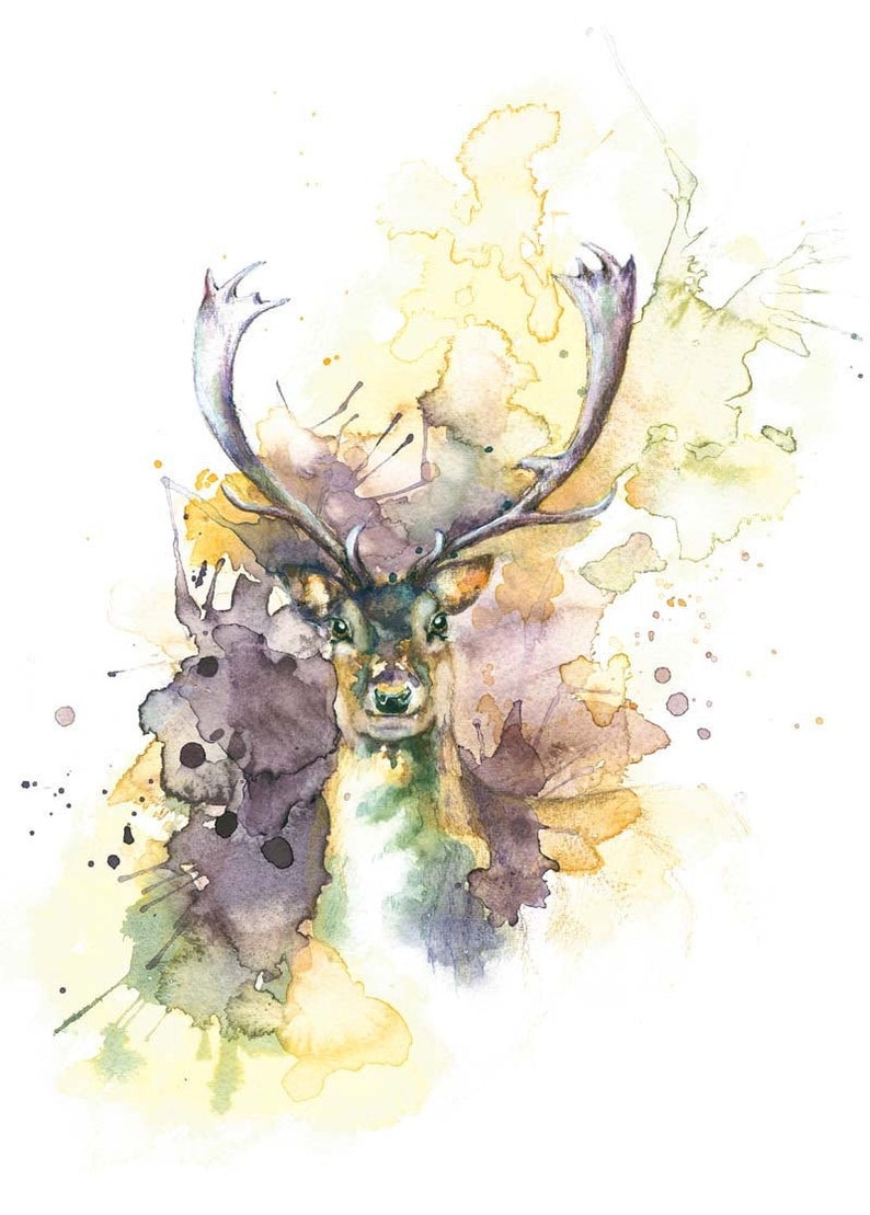 Stag Art Print Stag Illustration Stag Painting Deer Print Etsy