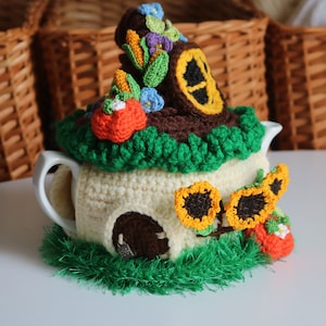 Vegetable Tea cosy, Kitchen decor, tea cozy, Knitted vegetables, Fairy house, Teapot warmer , sunflowers, crochet vegetables, tea gift