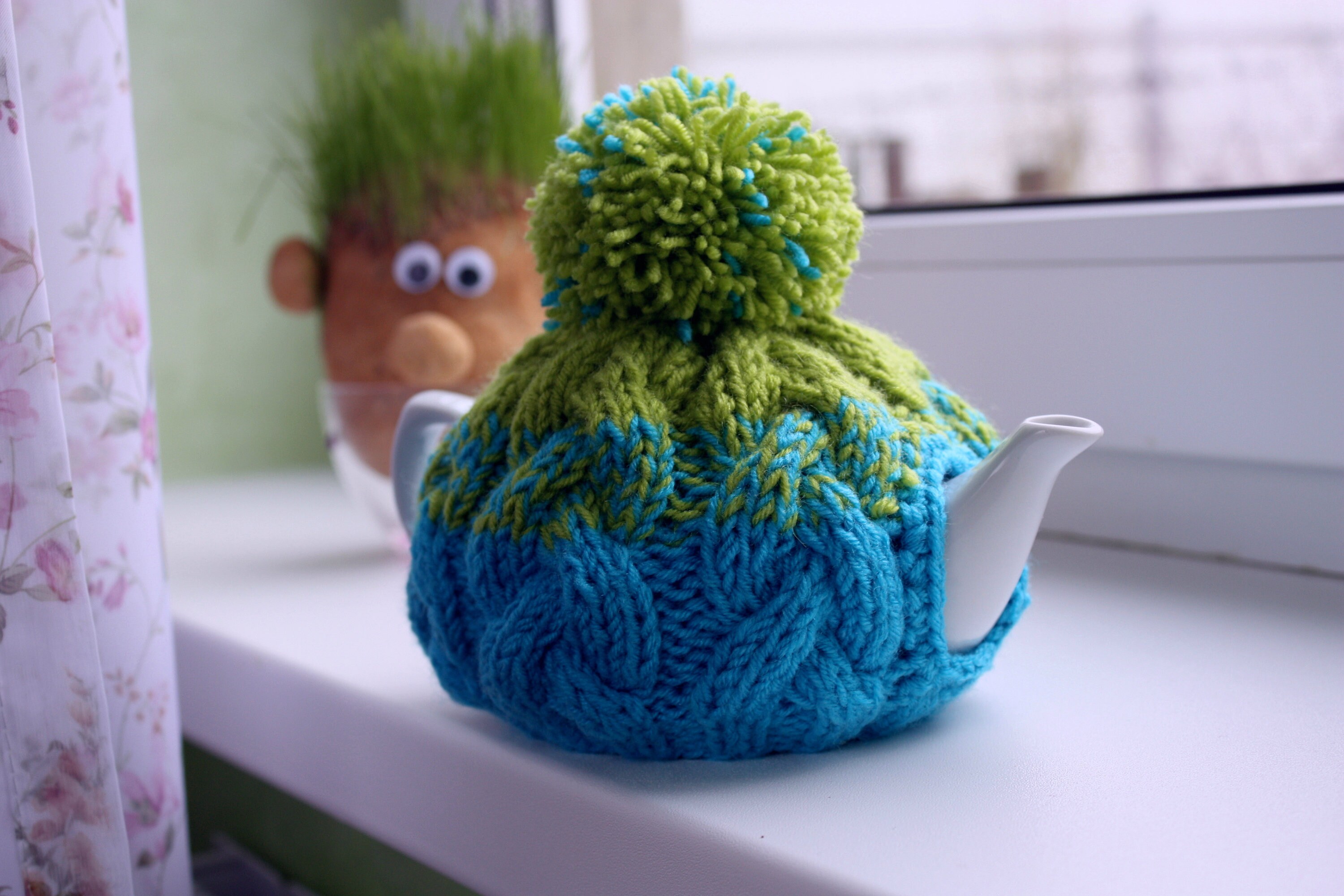 Knit Tea Cozy With Pom Pom Teapot Warmer Wool Tea Cosy Etsy Australia