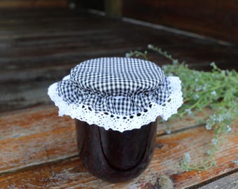 Tapa de tela con encaje natural, almacenamiento de cocina, tela, decoración rústica para el hogar, tapa de tela para mermelada o tarro.