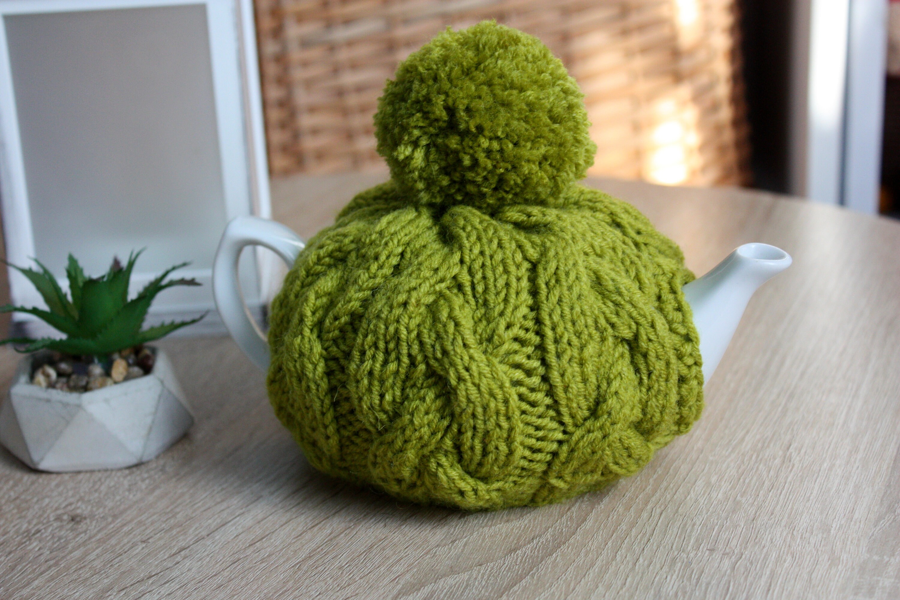 Knit Tea Cozy With Pom Pom Teapot Warmer Wool Tea Cosy Etsy UK