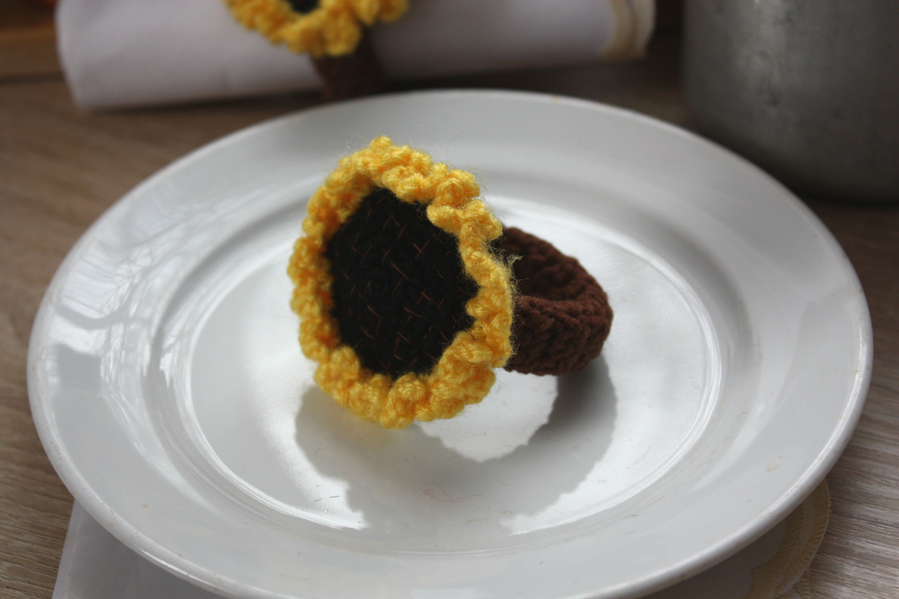 Sunflowers Napkin Rings Set Crochet Rings Rustic Table | Etsy